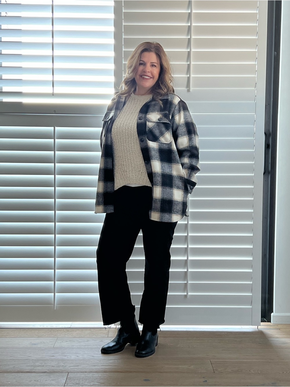 BB Dakota by Steve Madden Black & White Plaid Shacket